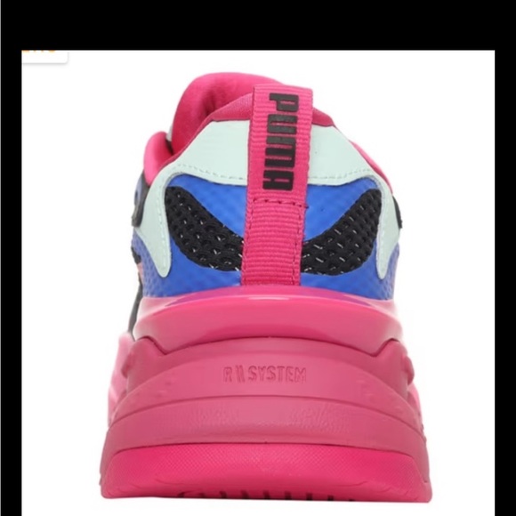 Puma Women's Black and Pink Sneakers with Blue Accents - Picture 8 of 8
